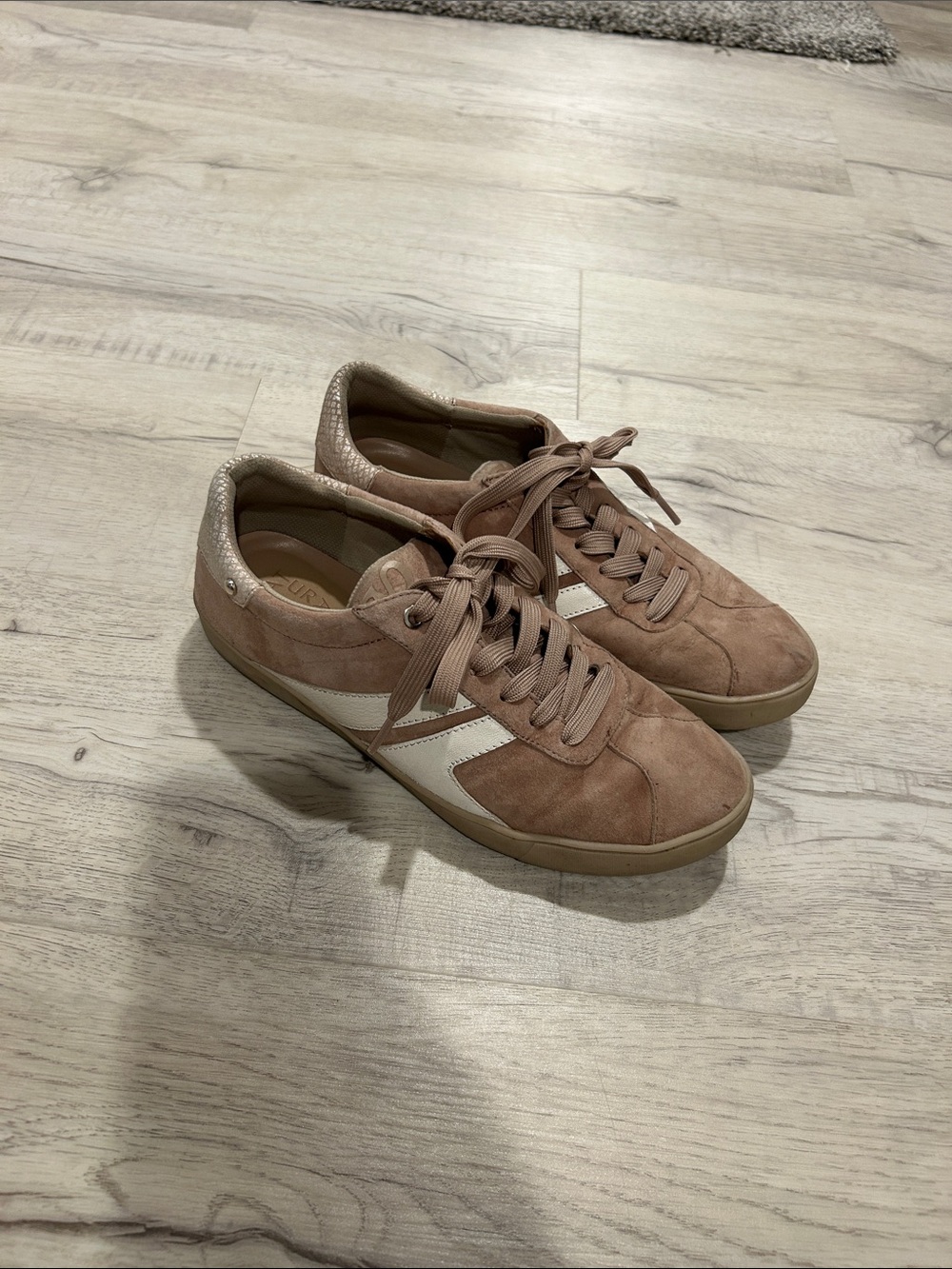 Naturalizer Blush Pink Suede Lace-Up Sneakers with White Accent